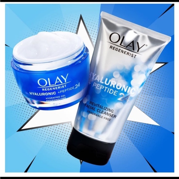 Olay Regenerists Hyaluronic + Peptide 24 Hydrating Gel +  face cleanser set $55 - Picture 1 of 3